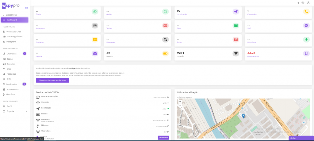 Painel para espionar WhatsApp na internet